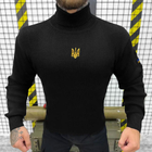 Вязаный мужской Гольф с Патриотической вышивкой / Утепленная Водолазка черная размер 2XL - изображение 1