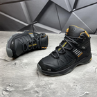 Мужские зимние ботинки с шерстяной подкладкой / Кожаные берцы Salomon S-3 чёрно-жёлтые размер 41 - изображение 4