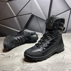 Мужские кожаные берцы на меху / Высокие ботинки KTV на резиновой подошве с протектором черные размер 43 - изображение 2