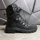 Мужские кожаные берцы на меху / Высокие ботинки KTV на резиновой подошве с протектором черные размер 43 - изображение 3