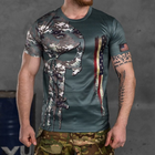 Потоотводящая мужская футболка с принтом "Punisher USA" Coolmax олива мультикам размер 2XL