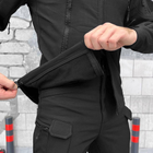 Чоловічий утеплений Костюм Куртка + Штани на флісі / Демісезонний Комплект Softshell чорний розмір 2XL - зображення 7