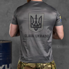 Потоотводящая мужская футболка с принтом "Ukrainian soldier" coolmax серая размер XL - изображение 4
