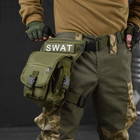Поясна Сумка Swat на ногу Cordura 1000D з 5-ма кишенями олива розмір 28 x 13 х 12 см - зображення 1