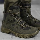 Мужские демисезонные Ботинки на протекторной резиновой подошве / Кожаные Берцы олива размер 44 - изображение 3