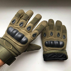 Зимние утепленные перчатки с косточками и сенсорными накладками олива размер M - изображение 3