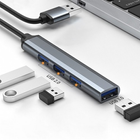 USB Hub Qoltec Hub Adapter 4 in 1 USB 2.0 USB 3.0 Grey - obraz 4