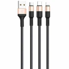 Дата-кабель 3 в 1 Lightning + MicroUSB + Type-C to USB 1m Hoco X26