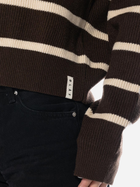 Sweter damski krótki z kołnierzykiem Olaf Knit Zip Mock W140701-BROWN-WHITE M Brązowy (8720104769727) - obraz 4