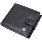 Бумажник мужской среднего размера из натуральной кожи ST Leather Wallet 22473 Черный