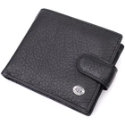 Чоловічий гаманець зручного розміру із натуральної шкіри ST Leather Wallet 22471 Чорний