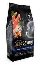 Корм для длинношерстных кошек Savory со свежим лососем и белой рыбой