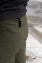 Брюки мужские SoftShell для НГУ оливковый цвет на флисе с высокой посадкой / Ветро и водозащитные штаны M - изображение 9