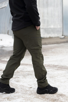 Брюки мужские SoftShell для НГУ оливковый цвет на флисе с высокой посадкой / Ветро и водозащитные штаны 3XL - изображение 10