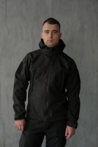 Куртка Softshell чоловіча Поліція з Флісовою підкладкою чорна / Демісезонна водонепроникна 4XL - зображення 1