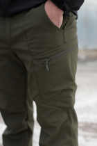 Чоловічі штани SoftShell для НГУ оливковий колір на флісі із високою посадкою / Вітро та водозахисні штани S - зображення 7