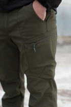 Брюки мужские SoftShell для НГУ оливковый цвет на флисе с высокой посадкой / Ветро и водозащитные штаны L - изображение 7