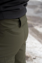 Брюки мужские SoftShell для НГУ оливковый цвет на флисе с высокой посадкой / Ветро и водозащитные штаны L - изображение 9