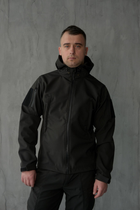 Куртка Softshell мужская Полиция с Флисовой подкладкой черная / Демисезонная водонепроницаемая S - изображение 1