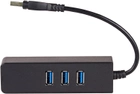 Hub USB Akyga AK-AD-32 USB 3.0 3-port + Ethernet Black - obraz 3