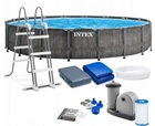 Каркасный бассейн Intex 26744, 549 x 122 см +фильтр-насос + лестница + тент + подстилка
