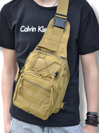 Тактическая укрепленная мужская сумка слинг со многими карманами и крепежами молли Molle олива