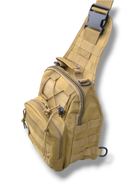 Тактическая укрепленная мужская сумка слинг со многими карманами и крепежами молли Molle олива - изображение 6