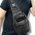 Тактическая укрепленная мужская сумка слинг со многими карманами и крепежами молли Molle черная - изображение 1