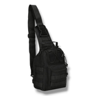 Тактическая укрепленная мужская сумка слинг со многими карманами и крепежами молли Molle черная - изображение 5