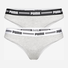 Набор жіночих трусиків-стрінгів 2 штуки Puma Women String 2p Hang 90785005 M Сірий (8718824911731)