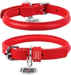Нашийник для собак шкіряний Collar WAUDOG Glamour з QR паспортом, круглий, XS, Д 6 мм, Дов 17-20 см (22263)