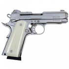 Стартовый пистолет Colt 1911, KUZEY 911-SX#3 Shiny Chrome Plating/White Grips, Сигнальный пистолет под холостой патрон 9мм, Шумовый - изображение 5
