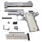 Стартовий пістолет Colt 1911, KUZEY 911-SX#3 Shiny Chrome Plating/White Grips, Сигнальний пістолет під холостий патрон 9мм, Шумовий - зображення 6