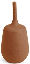 Kubek silikonowy Nuuroo Adita Silicone Cup with straw Caramel Coffee ze słomką (5715235024008) - obraz 1
