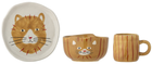 Набір керамічного посуду Bloomingville Mini Kittie Brown 3 шт (5711173304769) - зображення 1