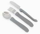 Набір столових приборів Twistshake Learn Cutlery Stainless Steel 12 м + Pastel Grey для дітей 3 шт (7350083122148) - зображення 2