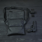 Тактическая кожаная сумка с кобурой, мужской мессенджер, барсетка - черный слинг, мужская сумка через WN-386 плечо кожа - изображение 4