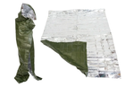 Термоодеяло тактическое Mil-Tec Одеяло спасательное 215х130 см Оливка SURVIVAL DECKE SILBER/OLIV (16024500) - изображение 1