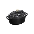Кастрюля чугунная овальная порционная Staub Поросенок 17 cм 1 л черная 1121725