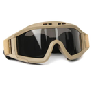 Защитные очки для страйкбола от ветра и пыли с 3-мя линзами Yellow - изображение 3