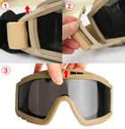 Защитные очки для страйкбола от ветра и пыли с 3-мя линзами Yellow - изображение 7