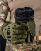 Зимние перчатки, олива, теплые на меху,ВТ7628 - изображение 4