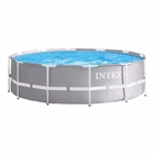 Круглый семейный каркасный бассейн Intex 26716 366 х 99 см на стойках из ПВХ для дома и дачи серый (21-9-26716-0 New)
