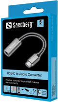 Adapter Sandberg USB Type-C – Jack 3.5 mm Grey (5705730136276) - obraz 1