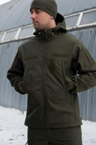 Тактична чоловіча куртка Soft shell на блискавці з капюшоном водонепроникна 2XL олива 00087 - зображення 1