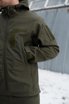Тактична чоловіча куртка Soft shell на блискавці з капюшоном водонепроникна 3XL олива 00088 - зображення 3