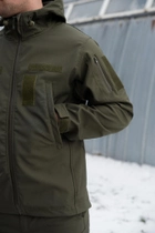 Тактична чоловіча куртка Soft shell на блискавці з капюшоном водонепроникна 4XL олива 00089 - зображення 3