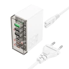 Адаптер мережевий Hoco Fuerza six-port charger N36 |3USB/3Type-C, 65W/3A, PD/QC| Transparent-Black
