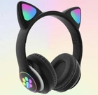 Беспроводные наушники TUCCI STNZ8 с ушками с подсветкой складные ушки и лапки кошки Bluetooth блютуз, Черные