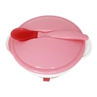 Тарелка на присоске с термоложкой и крышкой Mega Zayka MGZ-0101 (Pink) 250 мл